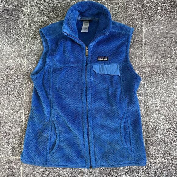 Womens Patagonia Superior Blue Re Tool Fuzzy Fleece Full Zip Up Vest Jacket Sz M - Picture 1 of 3